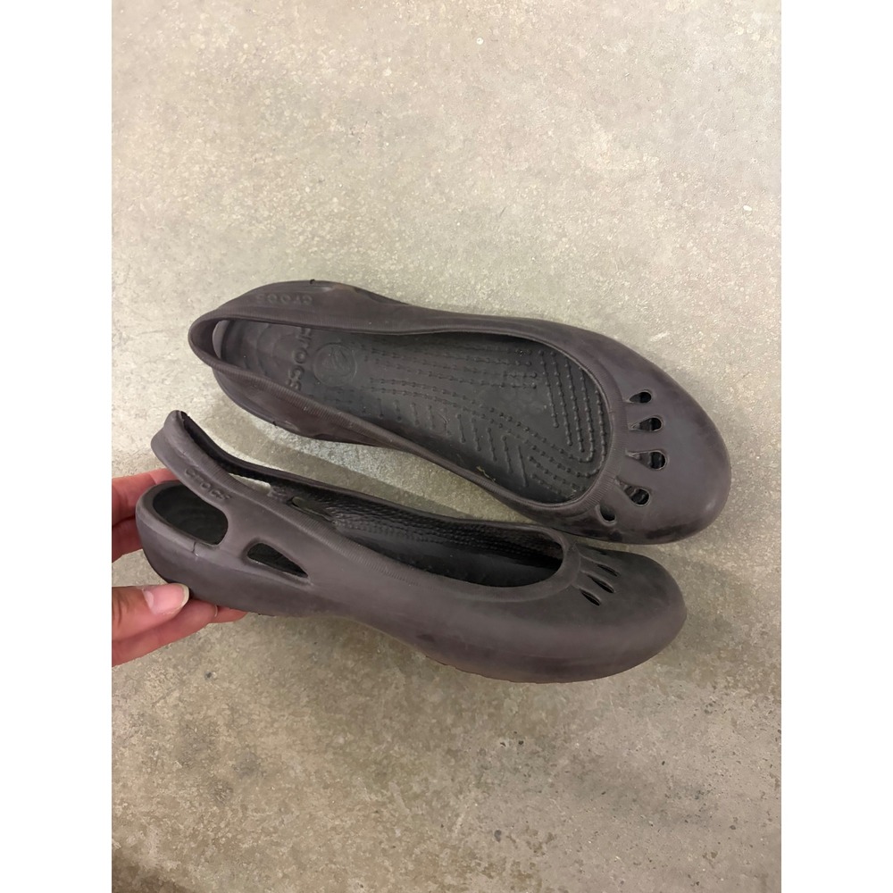 Crocs Adrina Flat II Espresso Brown Slingback Cutout Comfort Shoes Womens 7